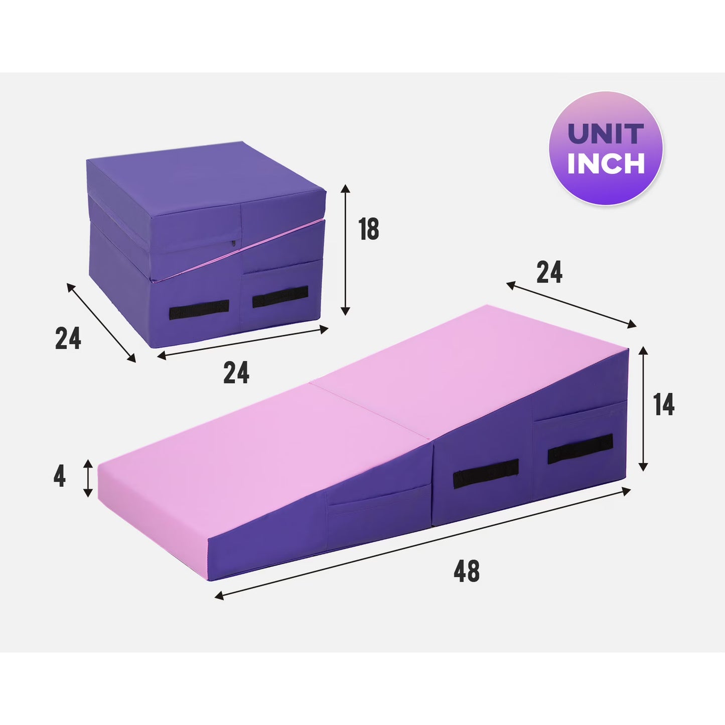 48x24 inch Folding Gymnastics Mat with Handle for Indoor/Outdoor Exercise(Pink)